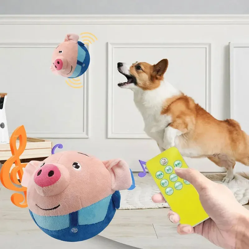 Interactive Dog Toy Ball with Music Vibration Bouncing Jumping Moving Plush Puppy Chew Toy for Biting Training and Play