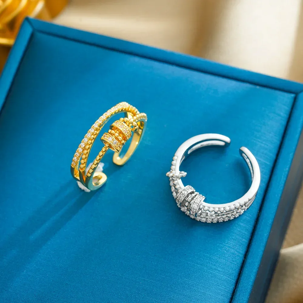 أحدث حلقة الزركون المطلية بالكهرباء المفتوحة لعام 2025، تصميم حلقة دوارة مخصصة لتخفيف التوتر