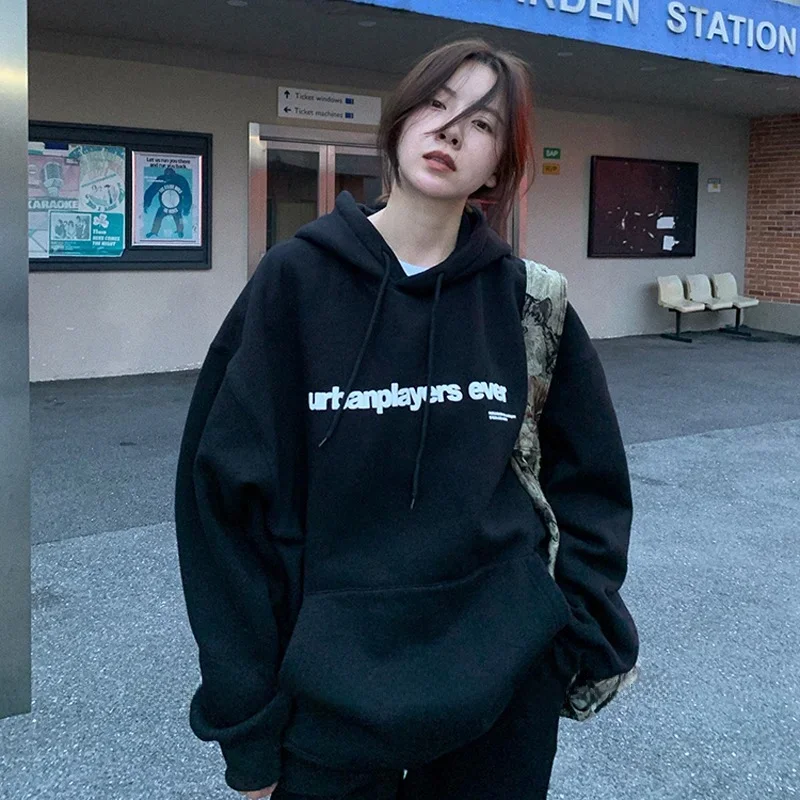 Hoodie lengan panjang wanita, sweatshirt Musim Dingin bergaris-garis bulu domba cetak sesuai dengan hoodie, pakaian musim dingin wanita y2k atasan emo