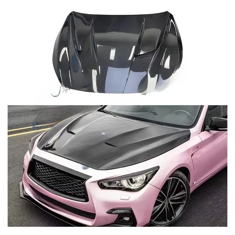 الجملة المخصصة قطع غيار السيارات والاكسسوارات MBJ نمط العسل ألياف الكربون هود ل Q50 Q50L 2015-2020