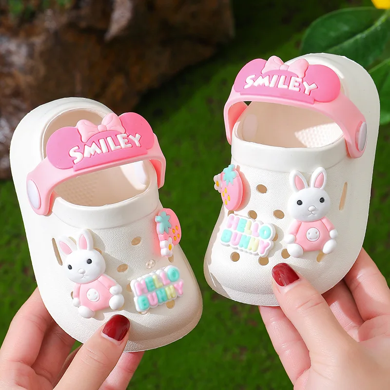 Children Baby Shoes for Boys Girls New Cute Cartoons Kids Mules Clogs Summer Soft Sole Garden Beach Slippers Sandals Cave Hole