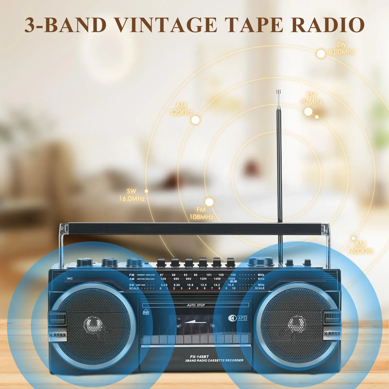 Przenośny magnetofon kasetowy odtwarzacz MP3 USB TF BT odtwarzacz muzyki Walkman Retro Tape Drive AM/FM/SW Radio bezprzewodowe głośniki Bluetooth