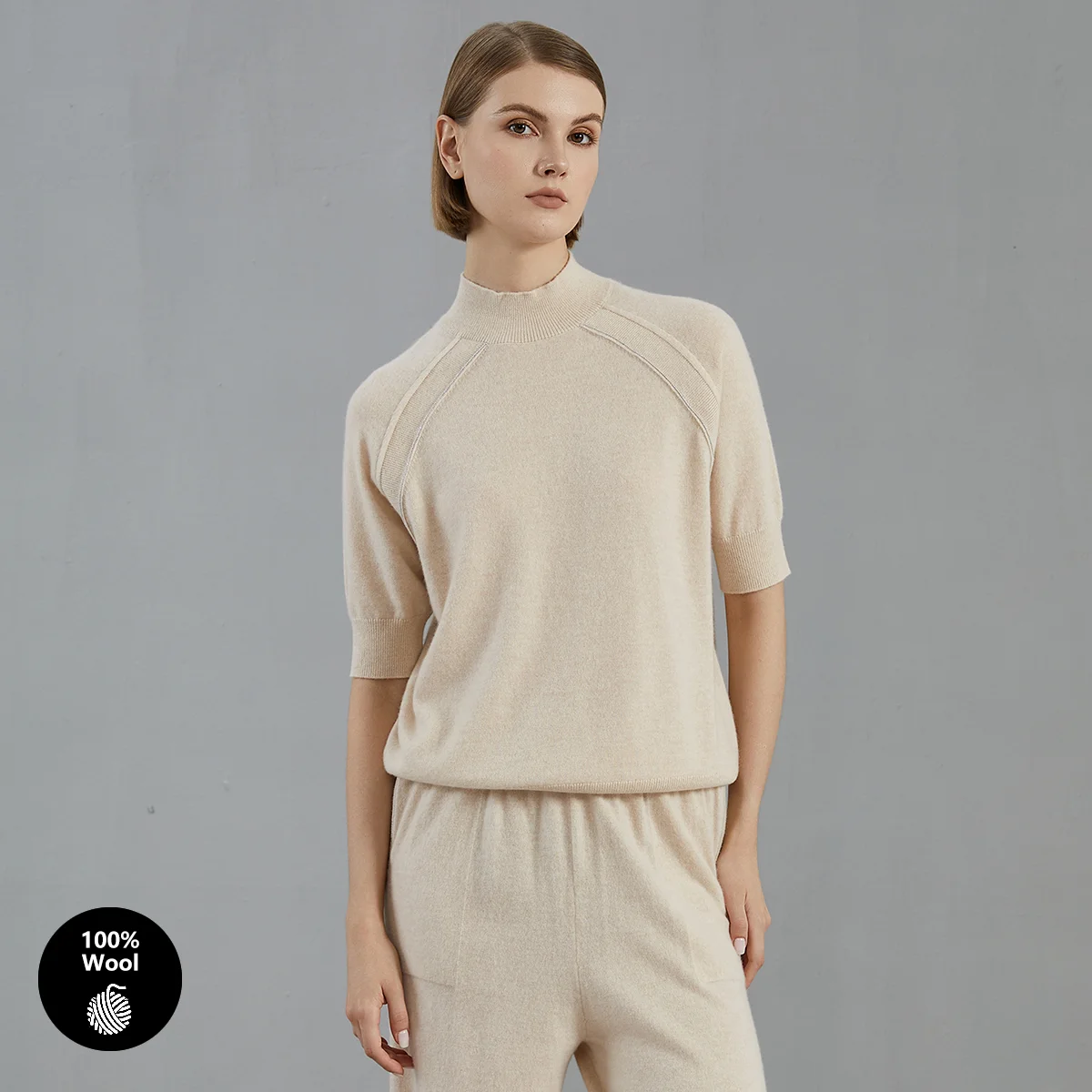 

BC726 High Quality Luxury Women's Clothing 100% Cashmere mock neck Pullover Knitted Sweater
