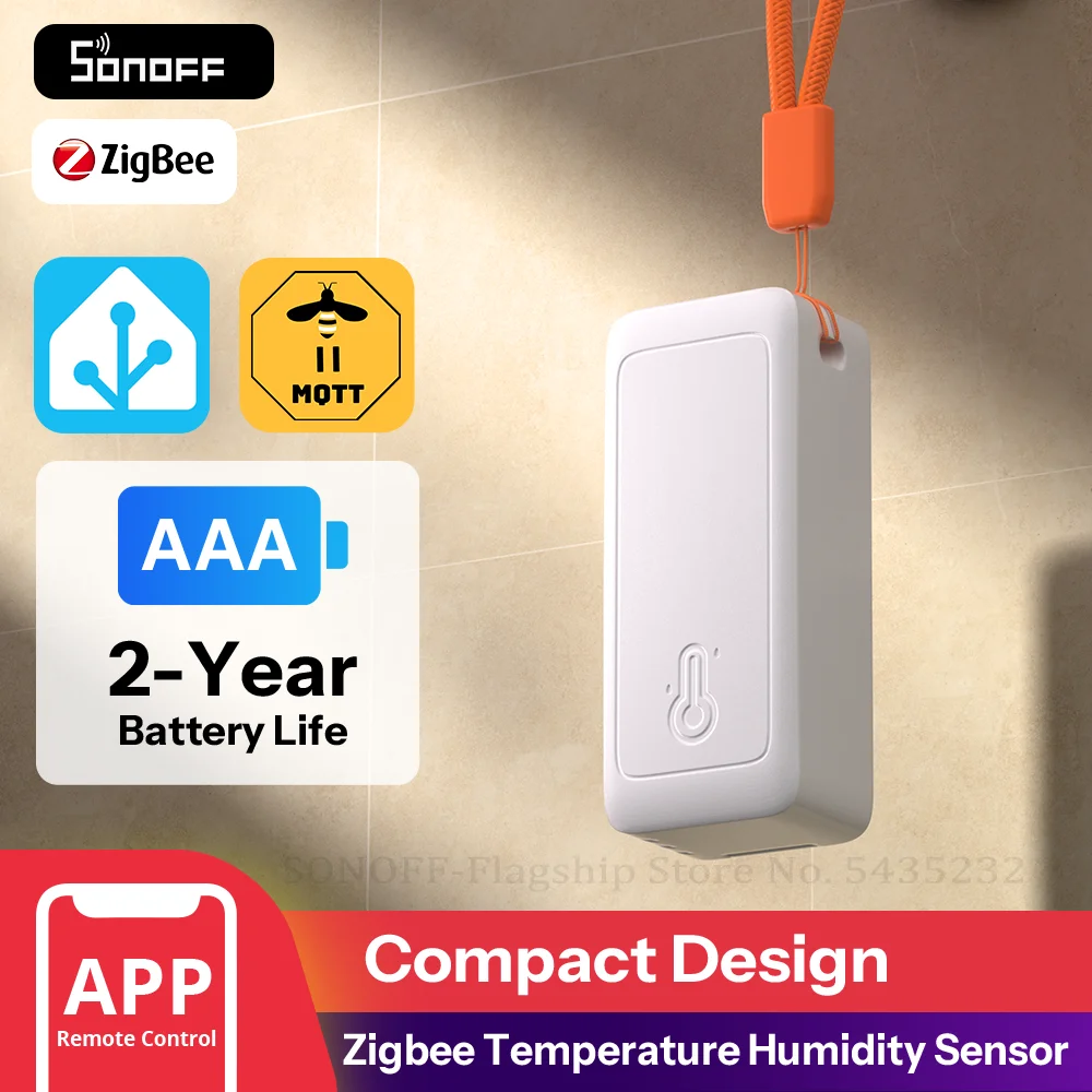 Sensor de Temperatura e Umidade SONOFF SNZB-02B AirGuard TH Lite Zigbee, Detecção de Alta Precisão, Registro de Dados de 6 Meses, Longa Duração da Bateria