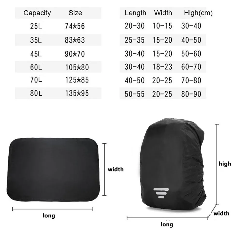 KoKossi Waterproof Backpack 25-60L Rain Cover Outdoor Sport Rain Cover Case Bag Outdoor Camping Hiking Dust Cover For Schoolbag image 6