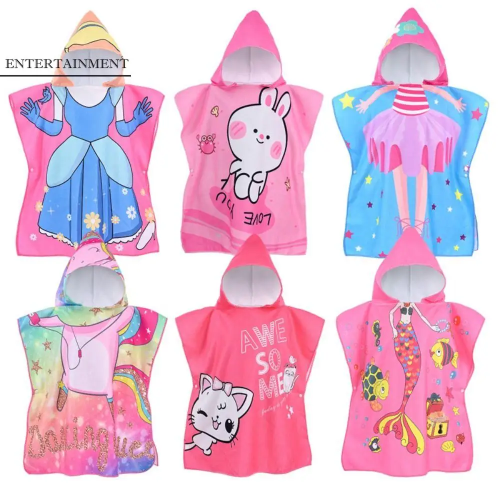 Manta envolvente de microfibra de algodón con dibujos animados, Toalla de baño para bebé, Poncho, capa para recién nacido, toallas, conejos suaves, toalla de playa con capucha para niños