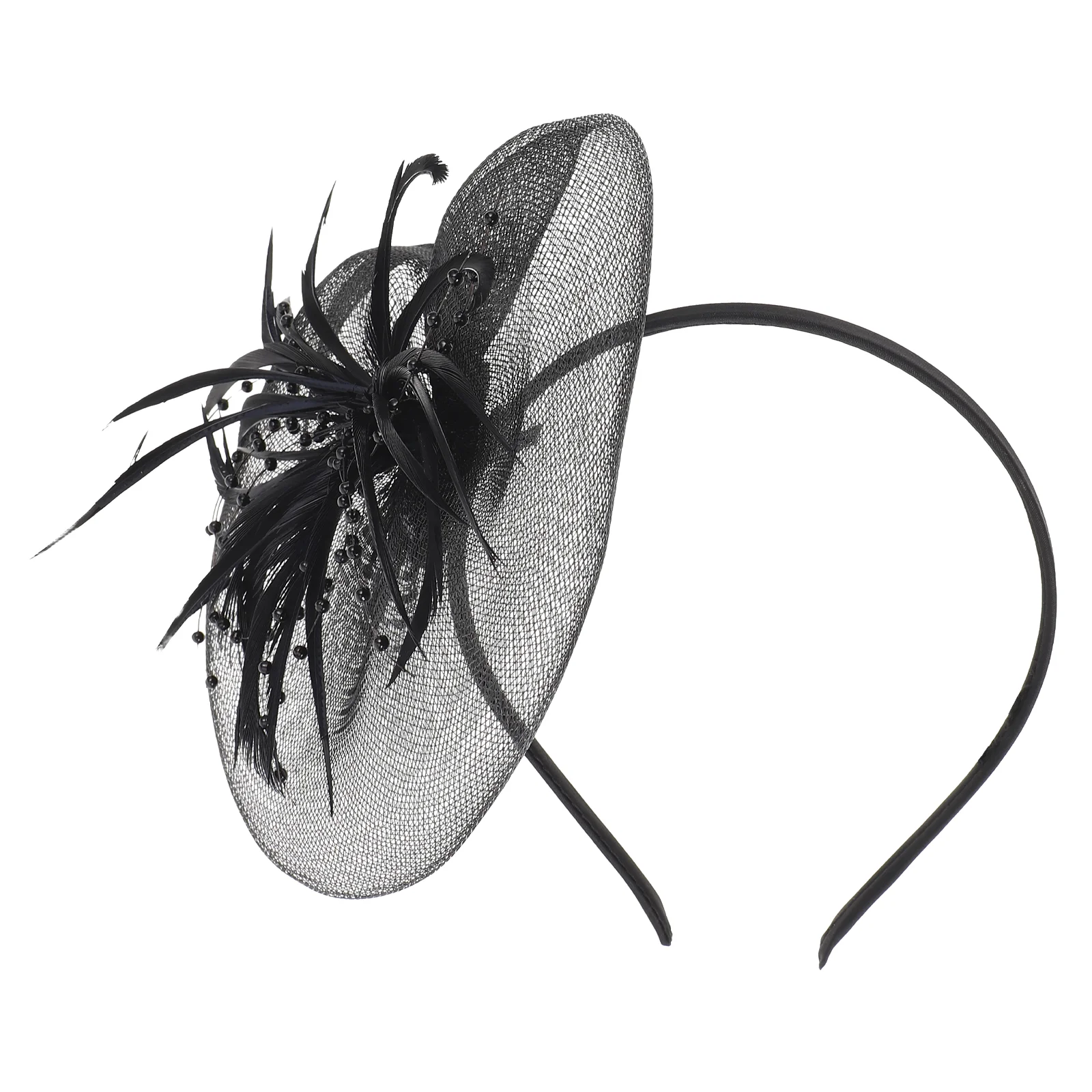 

Mesh Feather Headband Black Bow for Hair Creative Party Decor Ring Headwear Elegant Headdress Accessories Artificial Women's