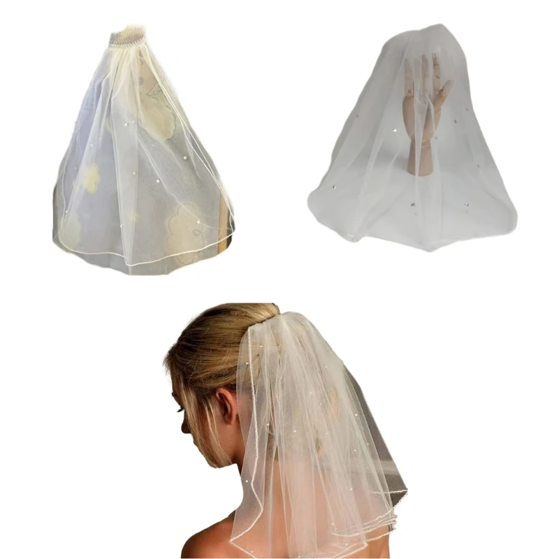 Elegant Bride Veil Sheer Tulle Bridal Engagement Party Taking Photo Supplies