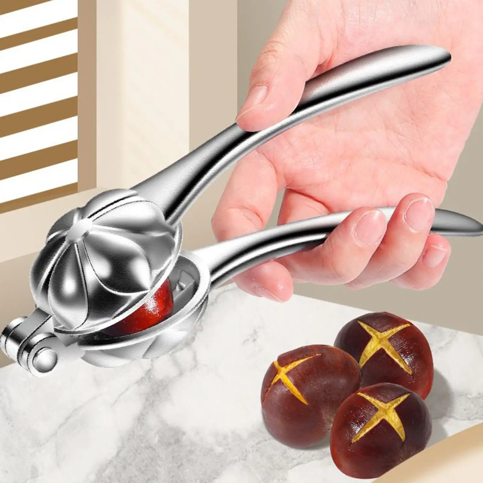 

Щелкунчик, зажим для каштана, эргономичная ручка, кухонная шелушитель для грецких орехов, Щелкунчик, открывалка для каштана для кухни, дома, общежития, отеля