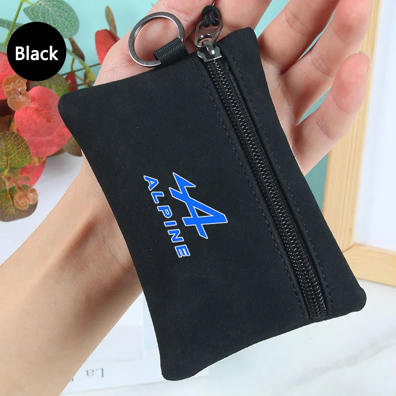 

Suede Car Emblem Key Bag Wallet Keychain Card Pouch For Alpine A290 GTS A110 Espace Austral Duster A390 Koleos Auto Accessory
