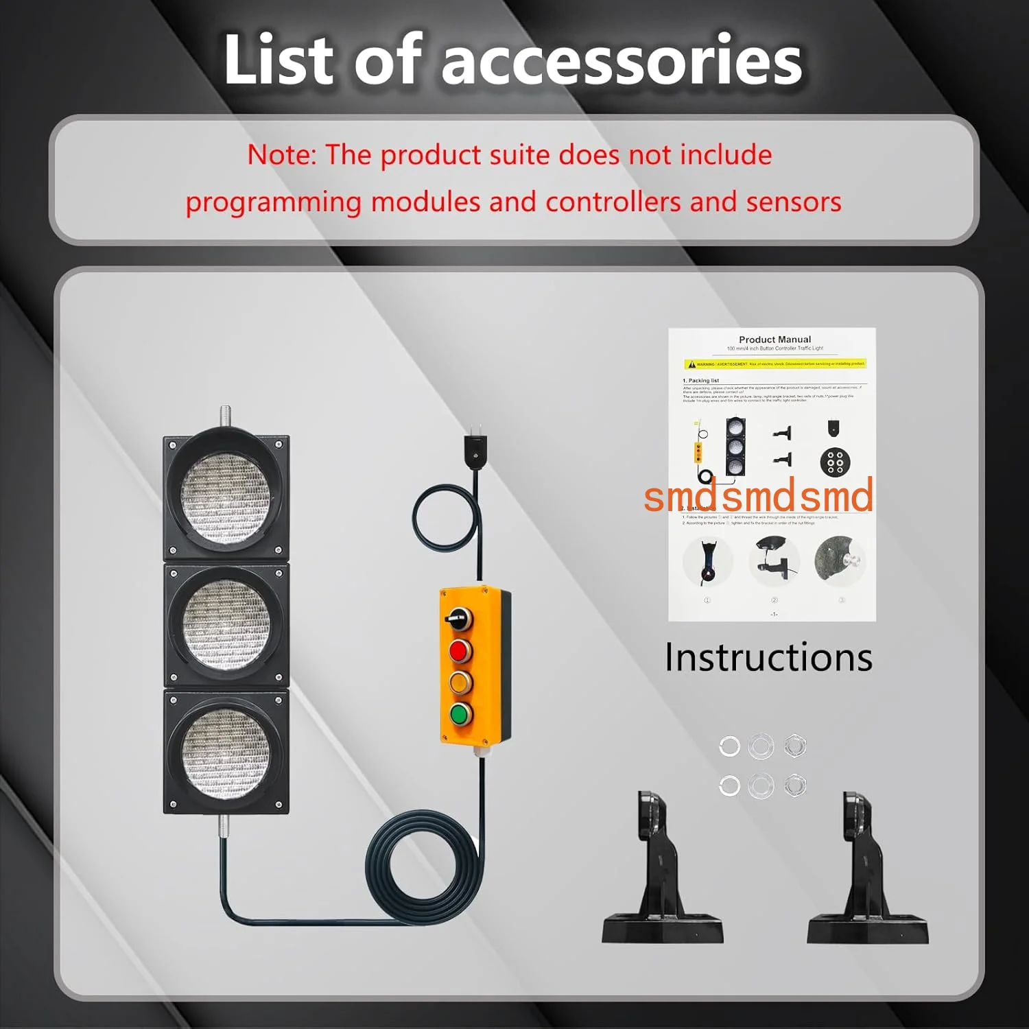 Traffic Light【100mm/4inch Traffic Light Kit】AC85-265V | Stop/Go Signal Lamp | PC IP65 Waterproof |  Button Controller