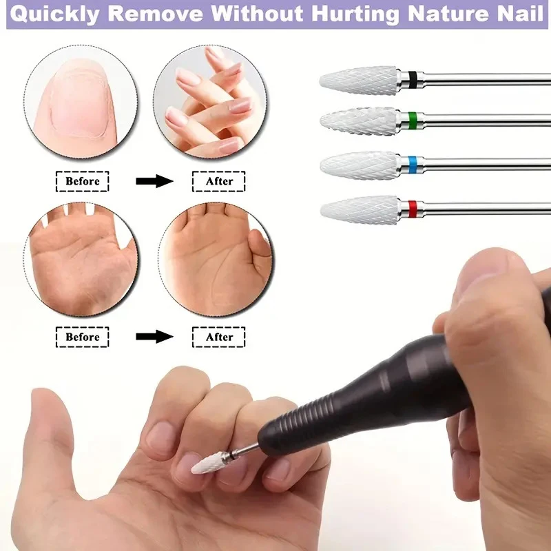 5PCS/LOT Left Hander Ceramic Nail Drill Bits Milling Cutter for Manicure Pedicure Nails Art Tools Electric Equipment Accessories