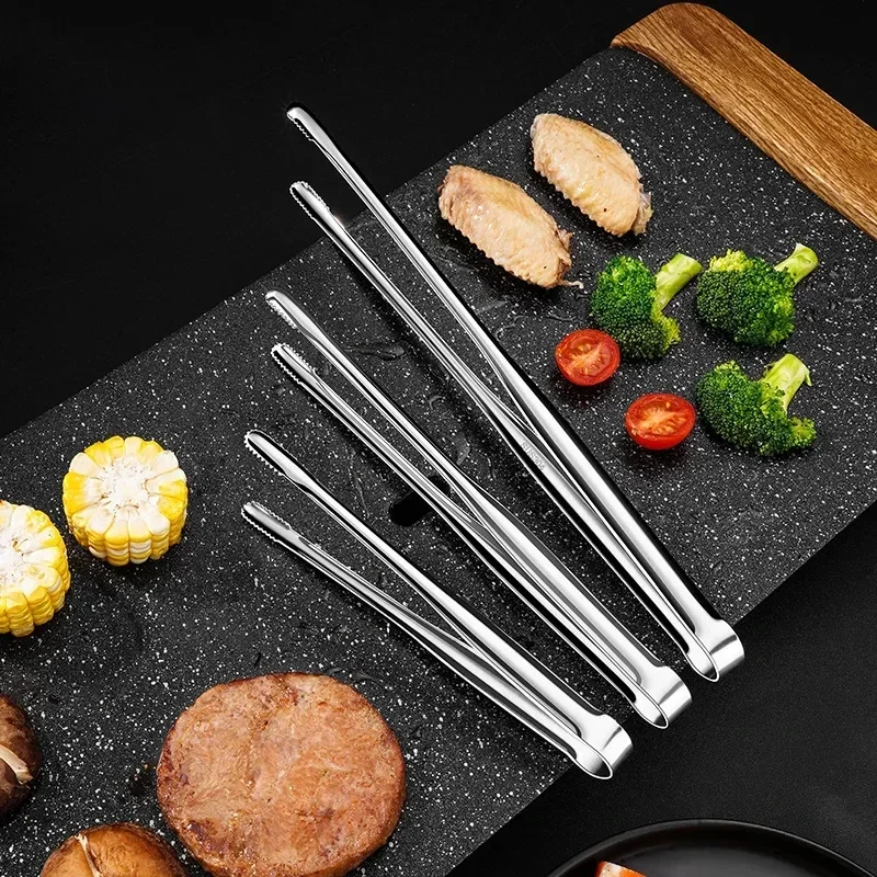 

304 Stainless Steel Barbecue Tongs Food Steak Clip Bread BBQ Meat Salad Picnic Party Non-slip Kitchen Baking Cooking Tools