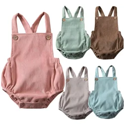 Summer Clothing Baby Girl Bodysuit Boy Jumpsuit Newborn Corduroy Clothes Infant Suspender Backless Outfits Baby Romper Playsuit