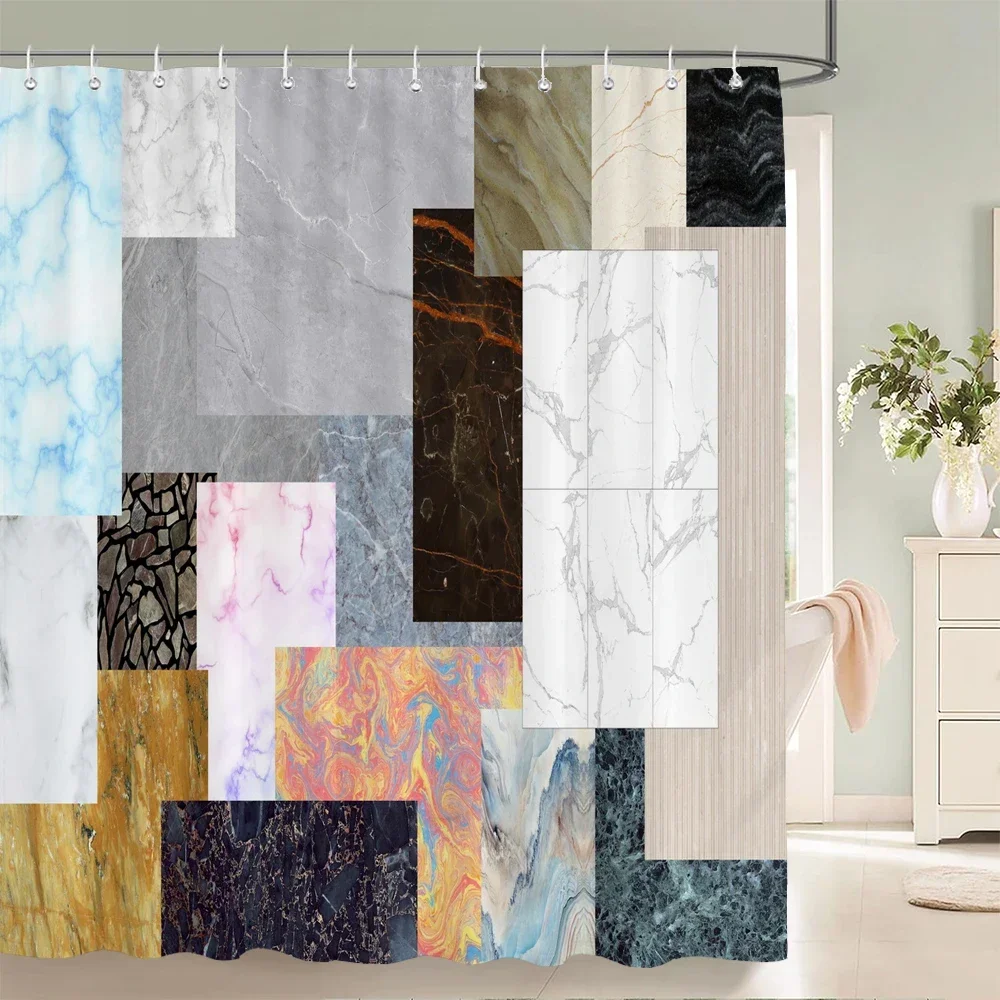 

3D геометрический узор с принтом, занавески для душа, занавеска для ванной комнаты, водонепроницаемая полиэстеровая занавеска для ванной с крючками, занавески для домашнего декора