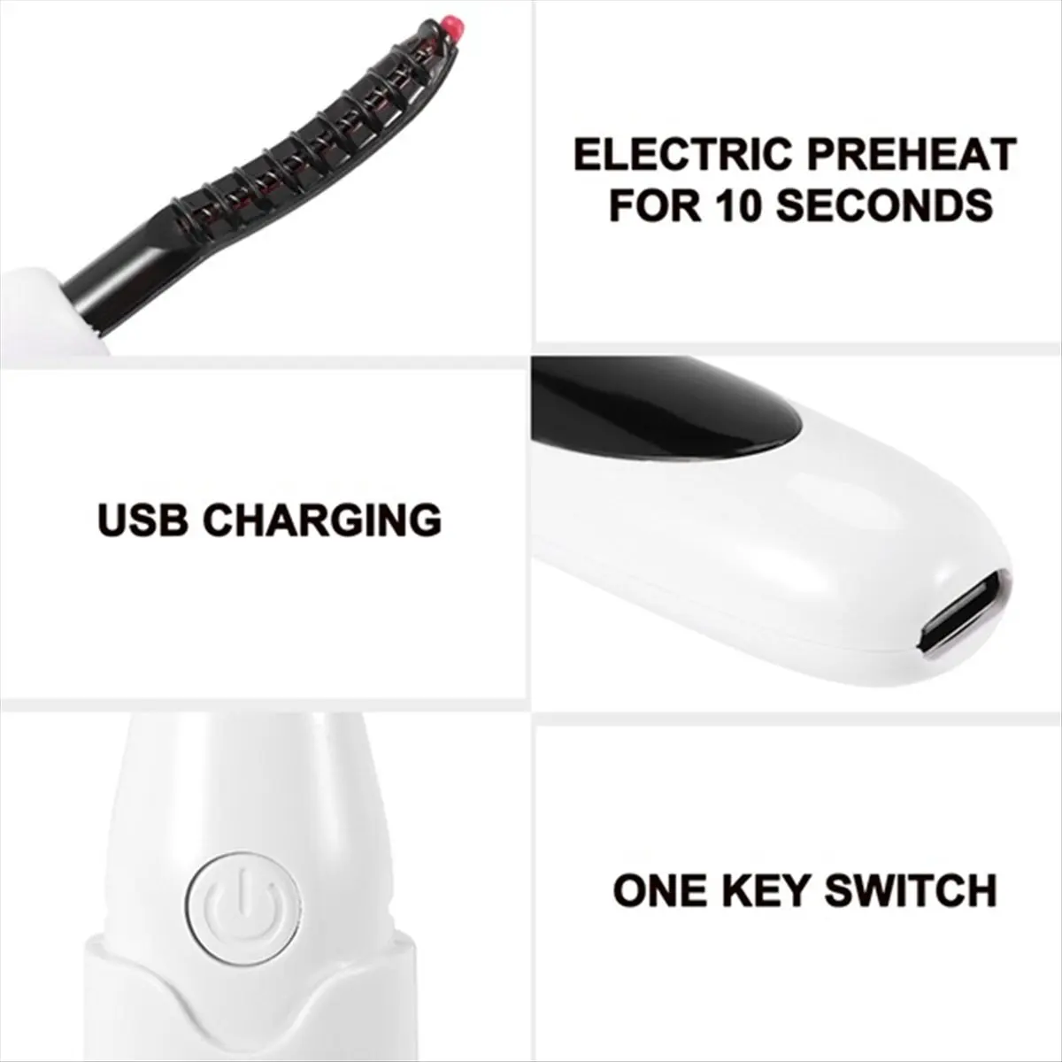 

ABPO Electric Heated Eyelash Curler USB Charge Makeup Curling Kit Long Lasting Natural Eye Lash Curler Eyelash Lift Kit White