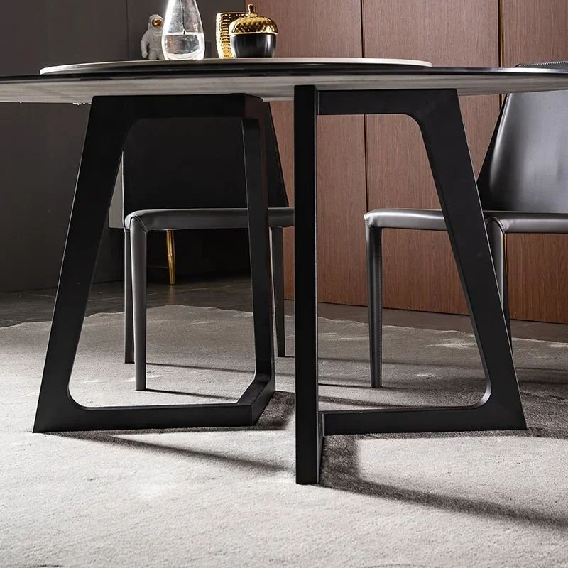 z Nordic Minimalist Wohnzimmer Schwarz Luxus Runder Schiefertisch Sinterstein mit Esszimmermöbeln