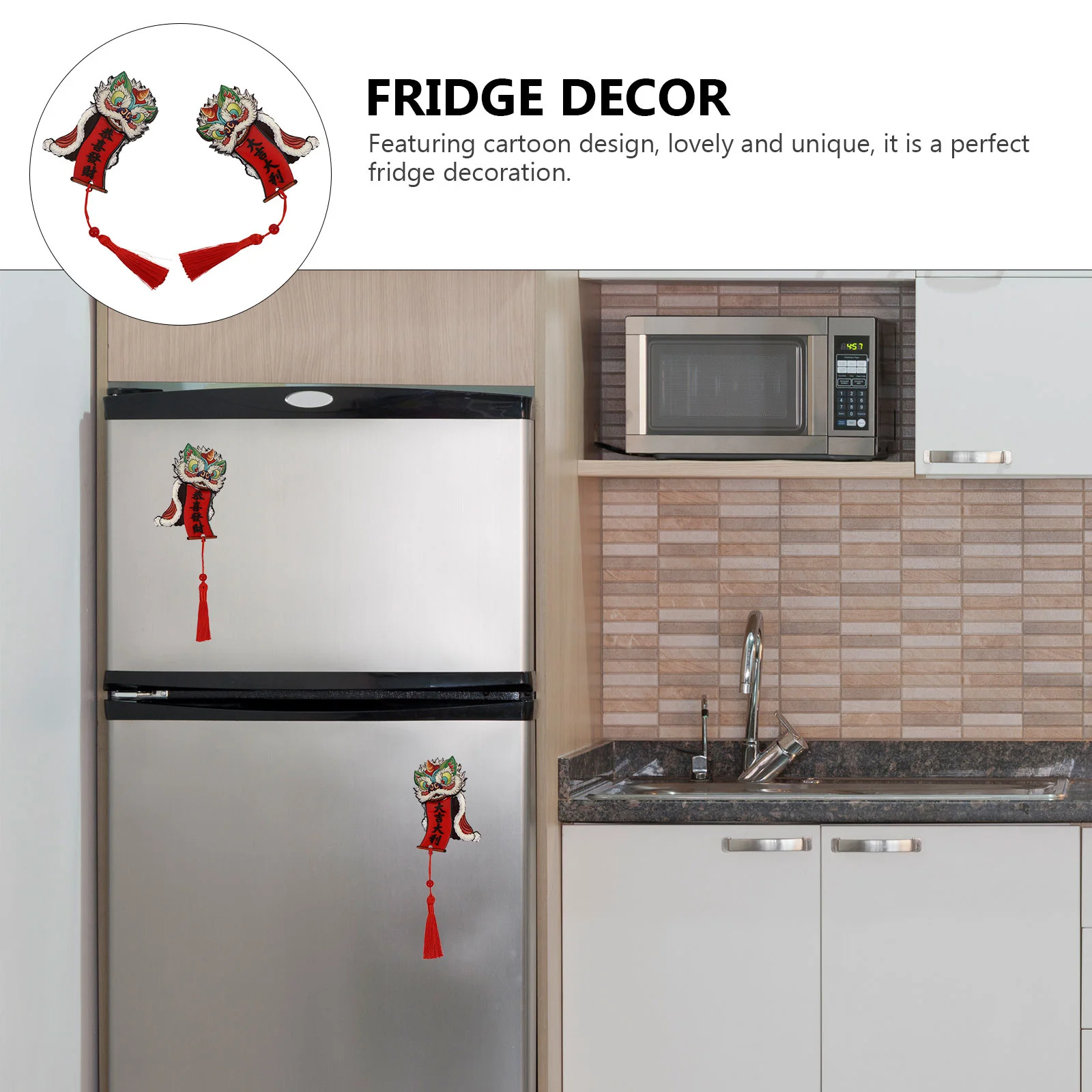 

1Pair Congratulations on Wealth Fridge Magnets Chinese New Year Decor Festive Cartoon Design Refrigerator Decor Creative