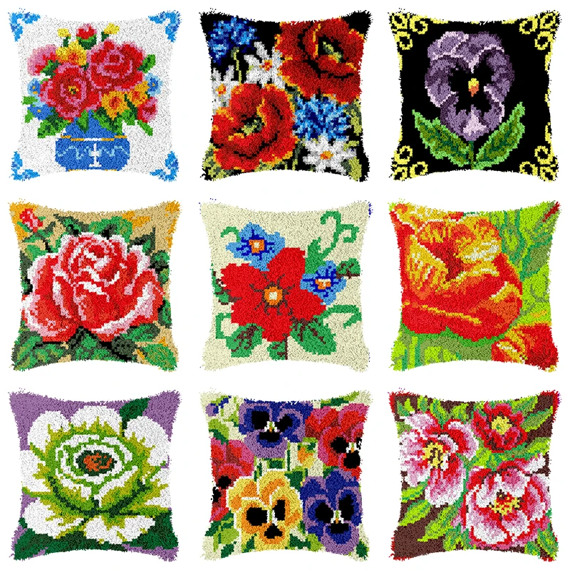 

Наборы крючков-защелок с цветами, подушка, шерстяная защелка, крючок, подушка с узлом, коврик, сделай сам, вышивка крестиком, рукоделие, вышивка