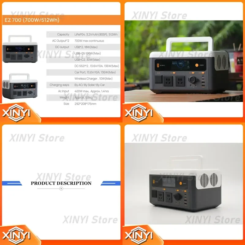 700 Watt Portable Power Pack with AU US EU Plug for Outdoor Camping Adventure Rated Solar Generator Storage Box for for