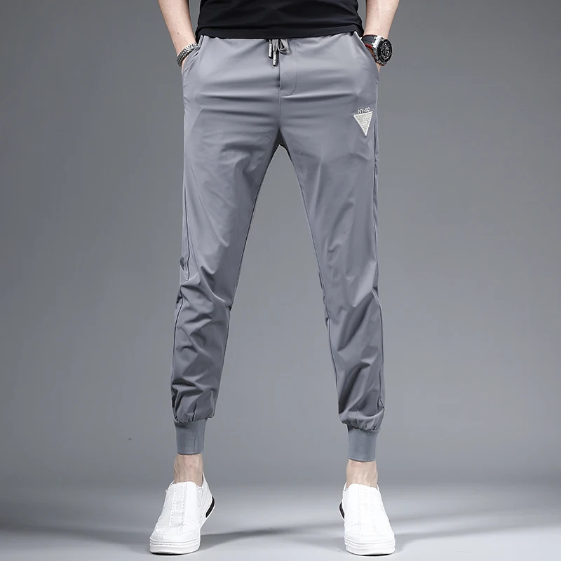 Summer Men's Pants Lightweight Black Sport Joggers Fashion Casual Slim Fit Elastic Waist Drawstring Trousers CP2285