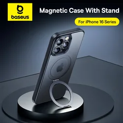 Funda Baseus con soporte magnético para iPhone 16 15 14 13 Pro Max Plus 180 ° Funda de carga magnética con cubierta de anillo de soporte ajustable