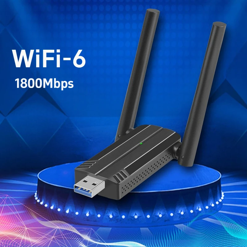 

Wifi6 USB WiFi Dongle 1800Mbps Adapter USB 3.0 Wifi Receiver Dual Band 2.4G&5G MU-MIMO For PC/Laptop Driver Free For Win10/11