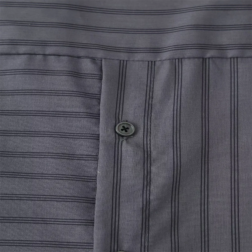 ชุดเดรสขนาดบวกของผู้หญิงในฤดูใบไม้ร่วง ชุดเดรสแขนยาวสไตล์เสื้อเชิ้ตลายหลวมและอเนกประสงค์ สไตล์ลำลอง