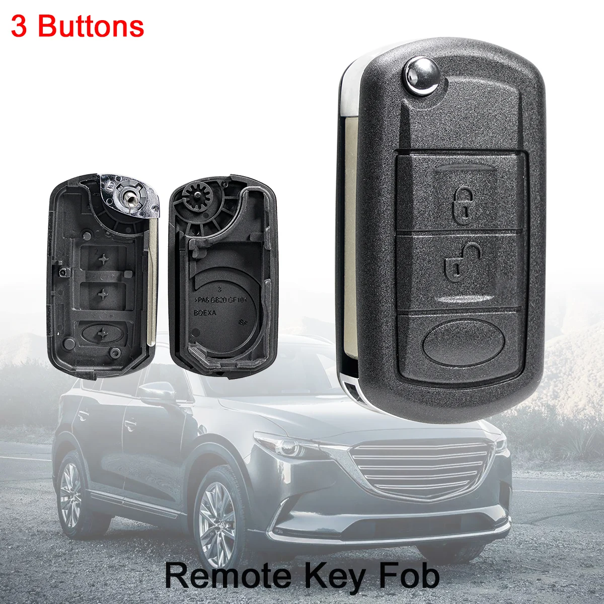 

3 Buttons Remote Car Key Fob Case Shell Replacement Flip Folding Remote Cover for LAND ROVER Range Rover Sport LR3 Discovery