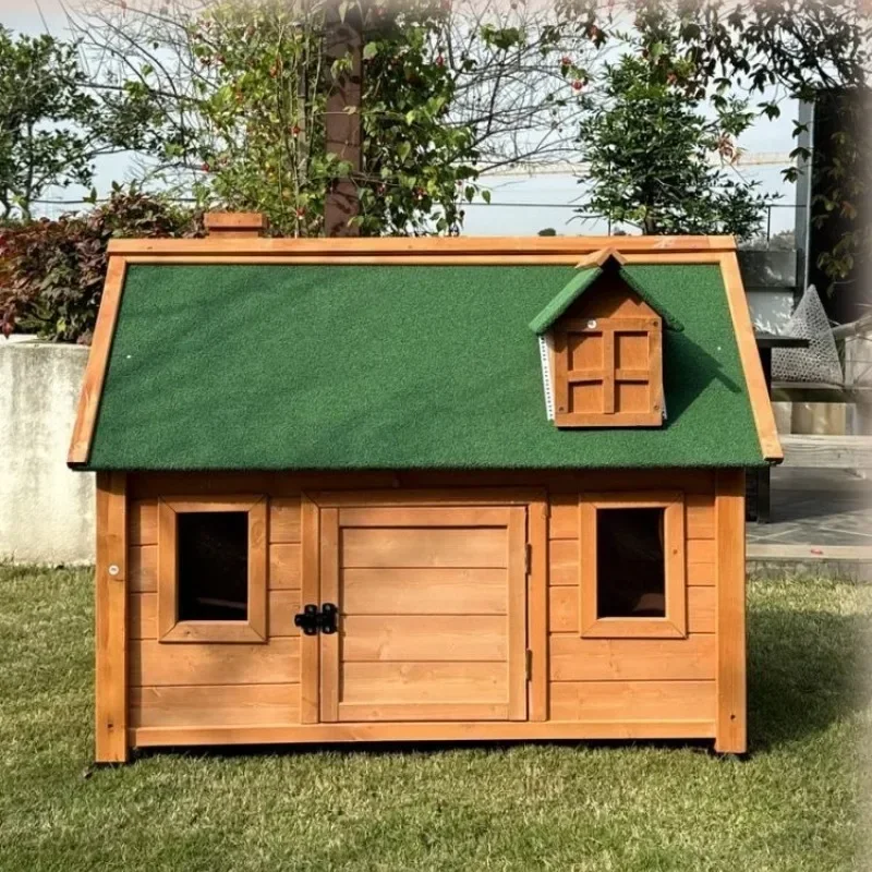 Universal solid wood dog house outdoor waterproof kennel in all seasons, outdoor dog cage in winter, large dog special dog