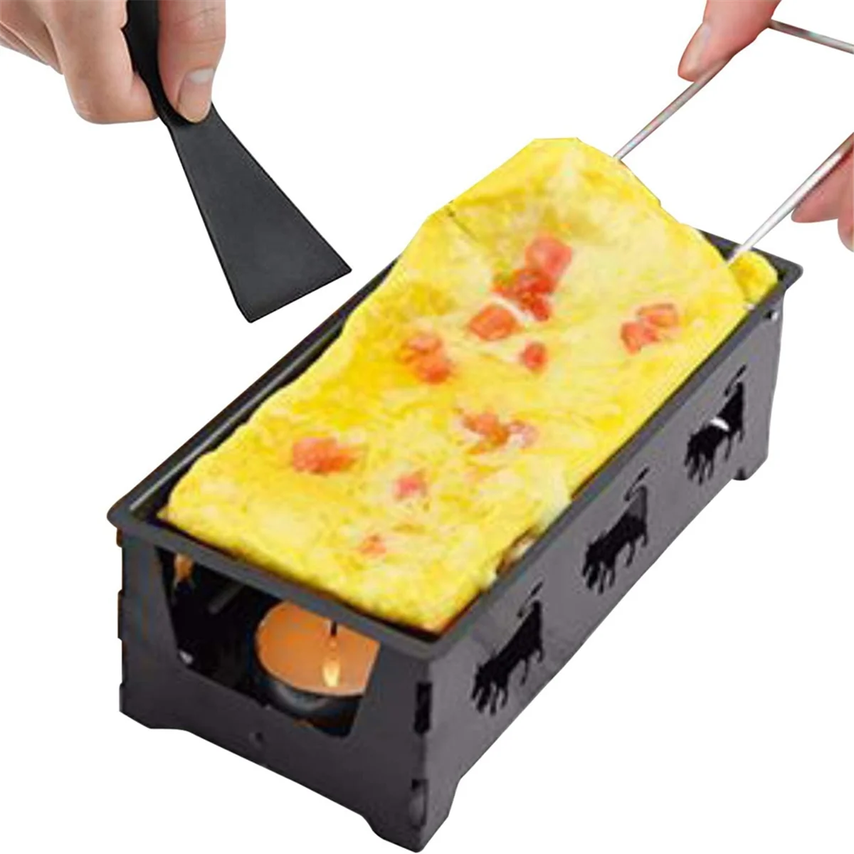 Cheese Grill Set Non-Stick Cheese Oven Set Cheese Melter Pan with Spatula Foldable Handle Kitchen Gadgets