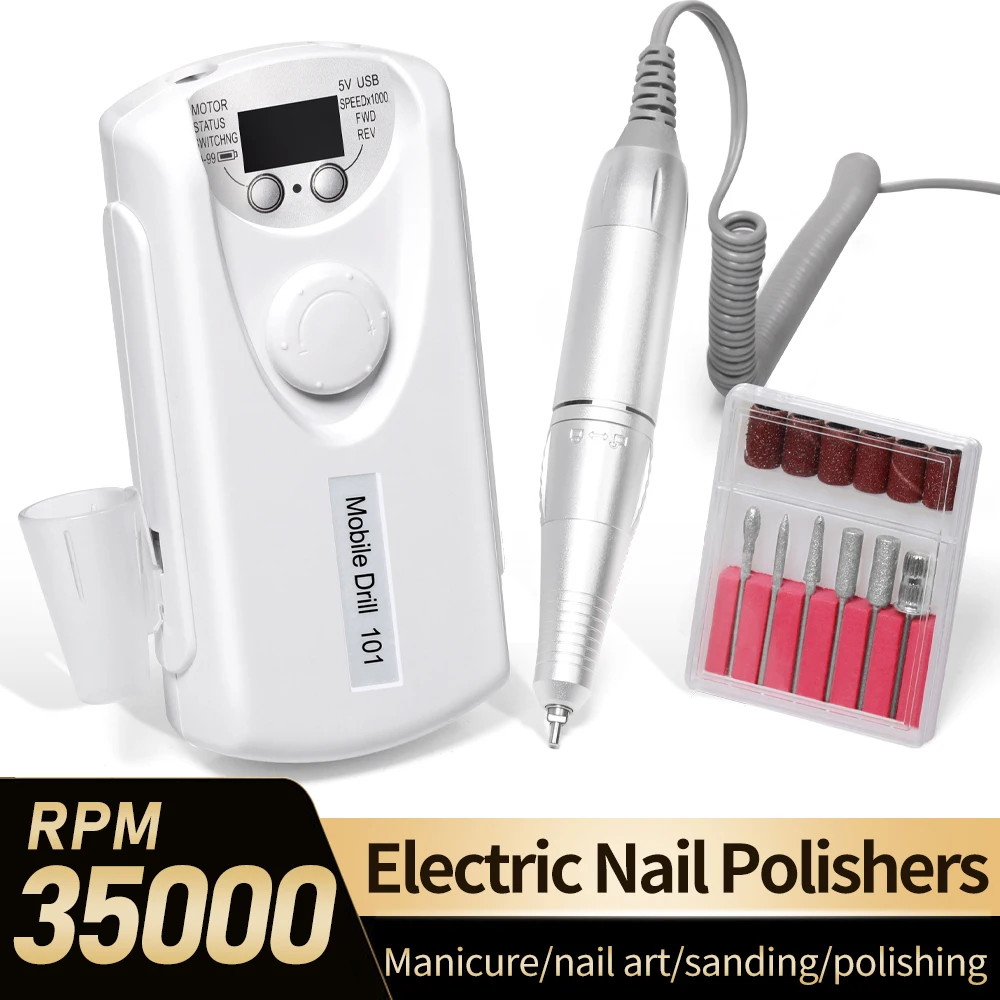 

35000RPM Rechargeable Nail Drill Machine With HD Display Upgrade Electric Nail File With Cutter Nail Art Salon Tools