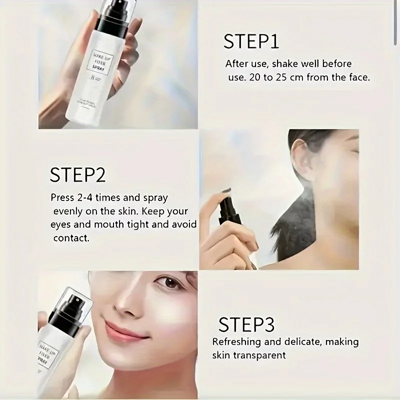 2pcs Long-Lasting Oil Control Waterproof & Sweatproof Makeup Spray - Natural Finish, Lightweight Formula for All-Day Wear