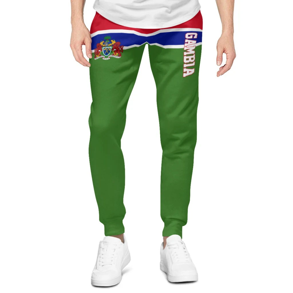 Mens Sweatpants Gambia Flag  Gambian Pants with Pockets Joggers Soccer Football Multifunction Sports Sweat With Drawstring