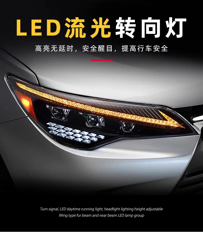 سيارة Led المصباح النهار تشغيل ضوء لتويوتا كامري 15-17 النسخة الأمريكية تعديل بدوره إشارة #3