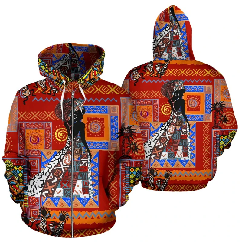 

African Vintage Hoodies 3d Print Zipper Sweatshirts Men Women Hooded Oversized Pullover Kids Zip Up Tracksuits Coat Men Clothes