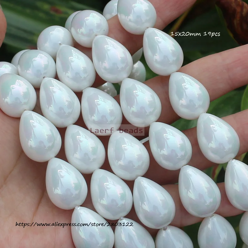 Mini. Order is $7! 6x9-10x18mm White shell Bead mother Pearl Raindrop teardrop DIY Jewelry Making Loose Beads 15