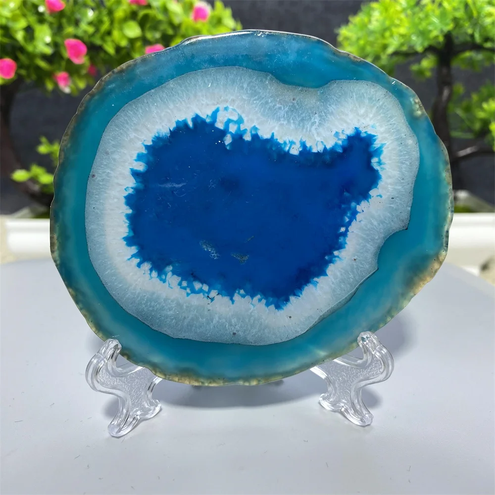 Natural Stone Colored Agate crystal Sheet Coasters Cup Base Mineral Reiki Healing  For Home Decoration Mineral Gift