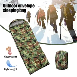 Dirt Proof Sleeping Bag Camouflage Green Bedding with Hat Warm Suitable for Outdoor Camping, Hiking and Backpacking