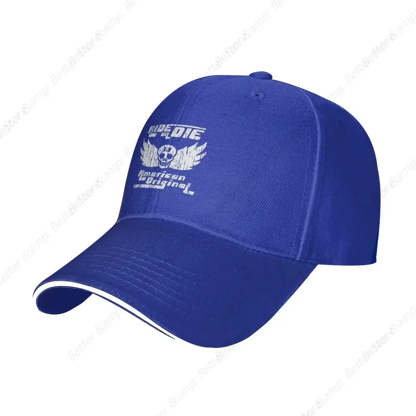Casquette de baseball vintage avec imprimé crâne et ailes pour hommes et femmes, réglable, drôle, style papa, bleue