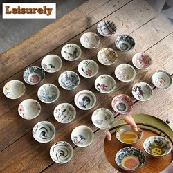 1 PCS Handmade Cone Cup Antique Plant Ash Porcelain Teacup Travel Ceramic Tea Bowl Anti Scaling Retro Meditation Cup Teaset 70ml