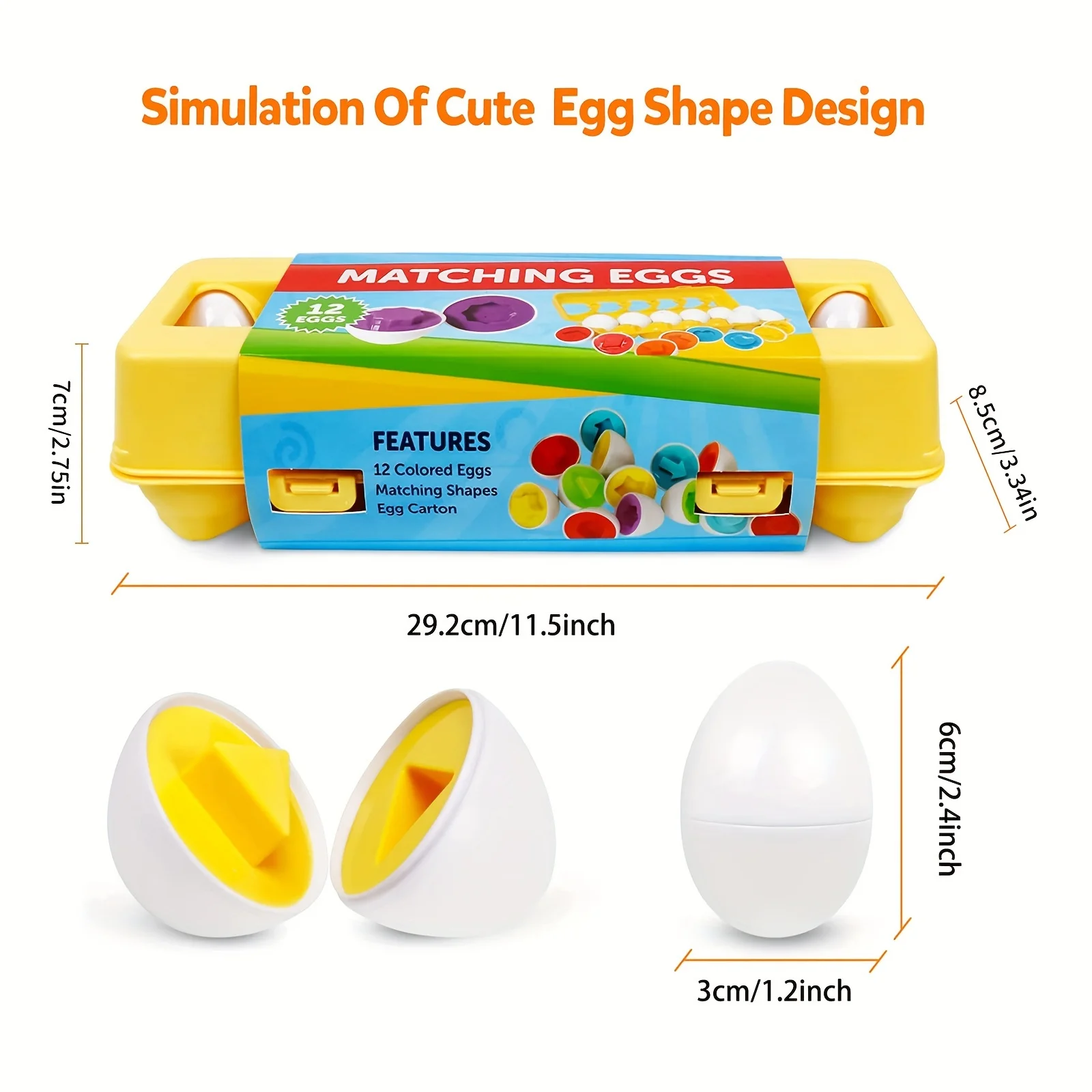 1Set Montessori Baby Eggs Educational Toys, Color and Shape Recognition Early Learning Toys, Infant Perfect Christmas Gifts