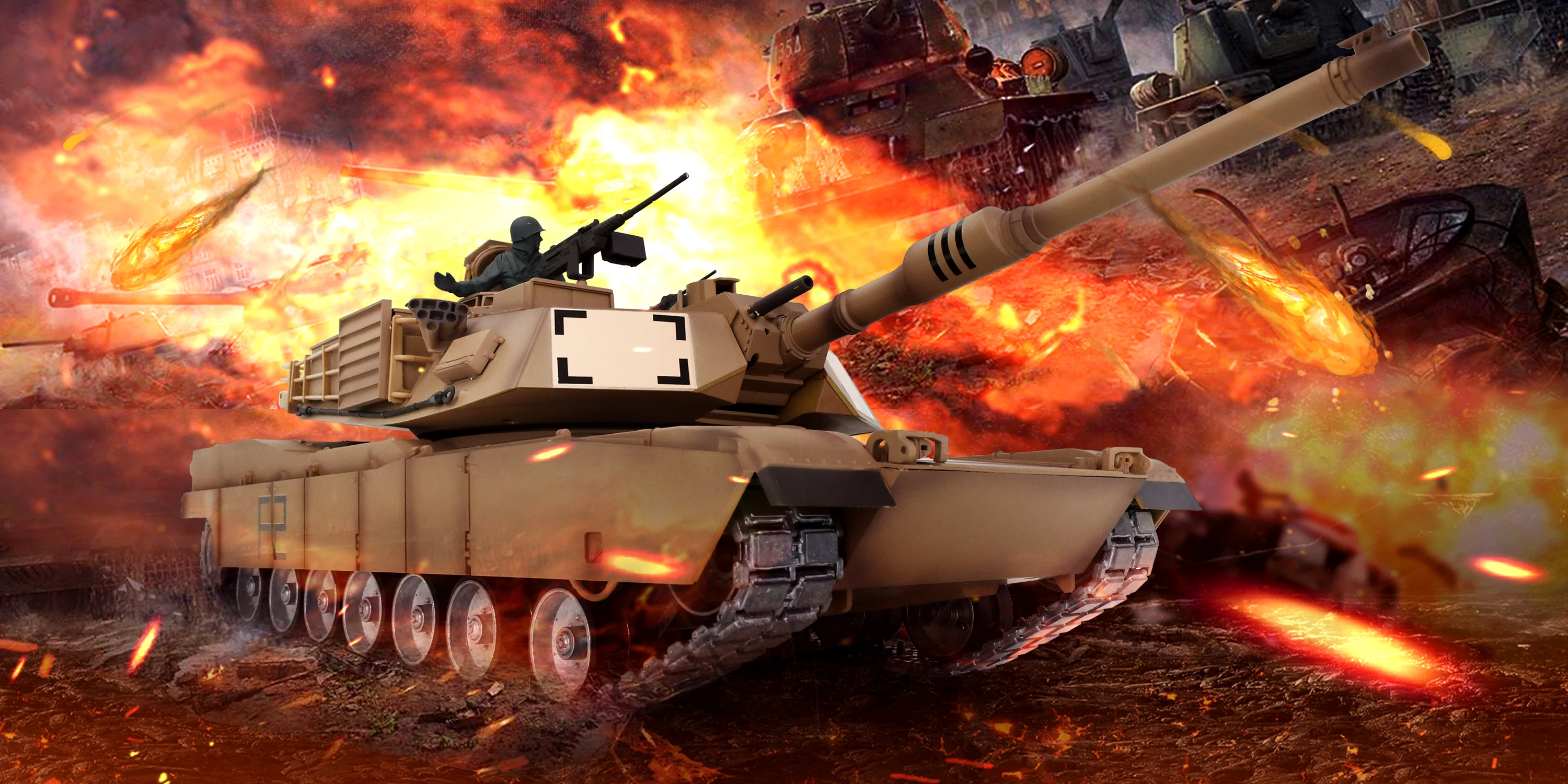 

US Sale Henglong 1/16 7.0 Abrams RTR RC Tank 3918 360° Turret Barrel Recoil Metal Track