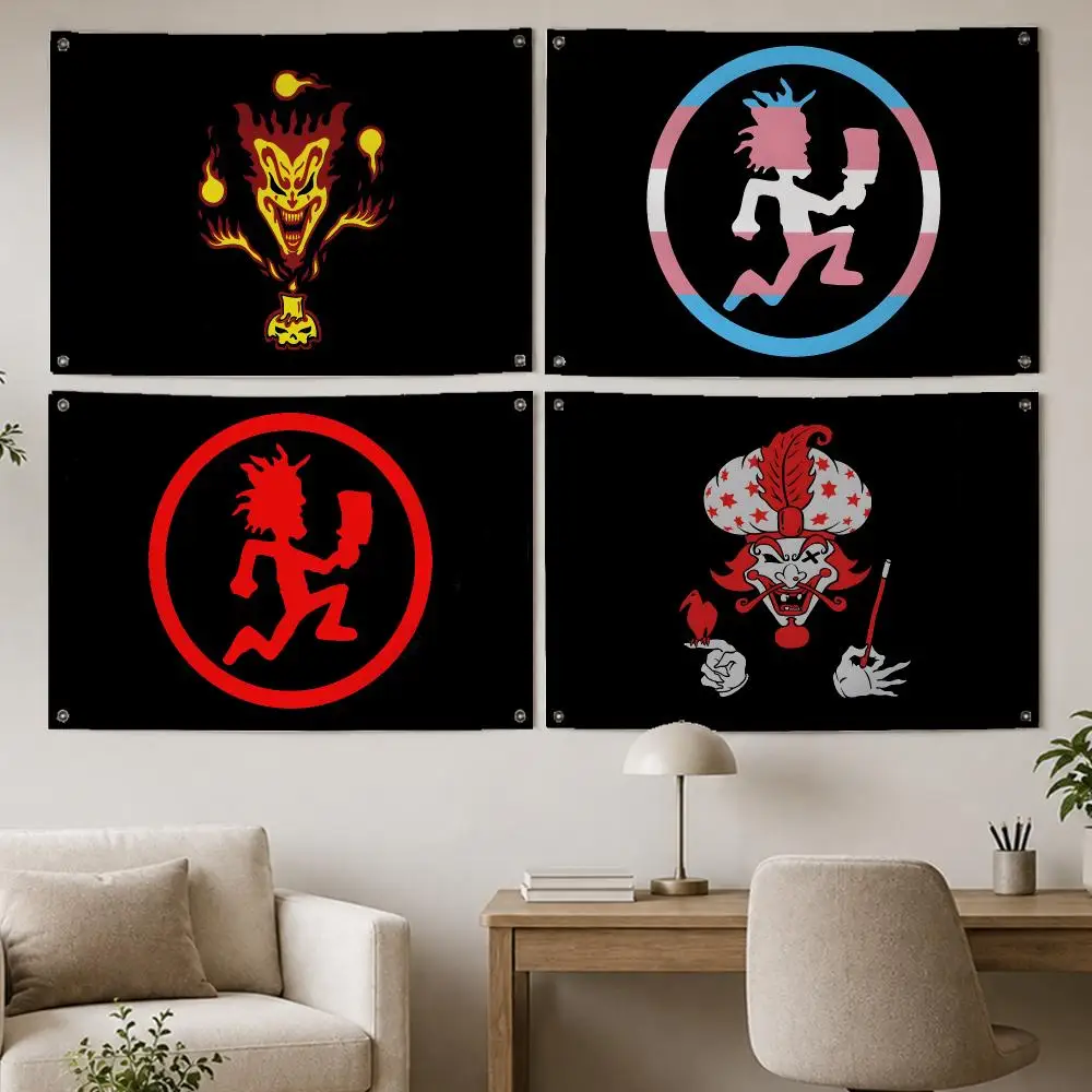 Horror Band Insane Clown Flags Room Home Decor Wall‑Hanging Art Banner, Outdoor for Bedroom Party Background Decoration
