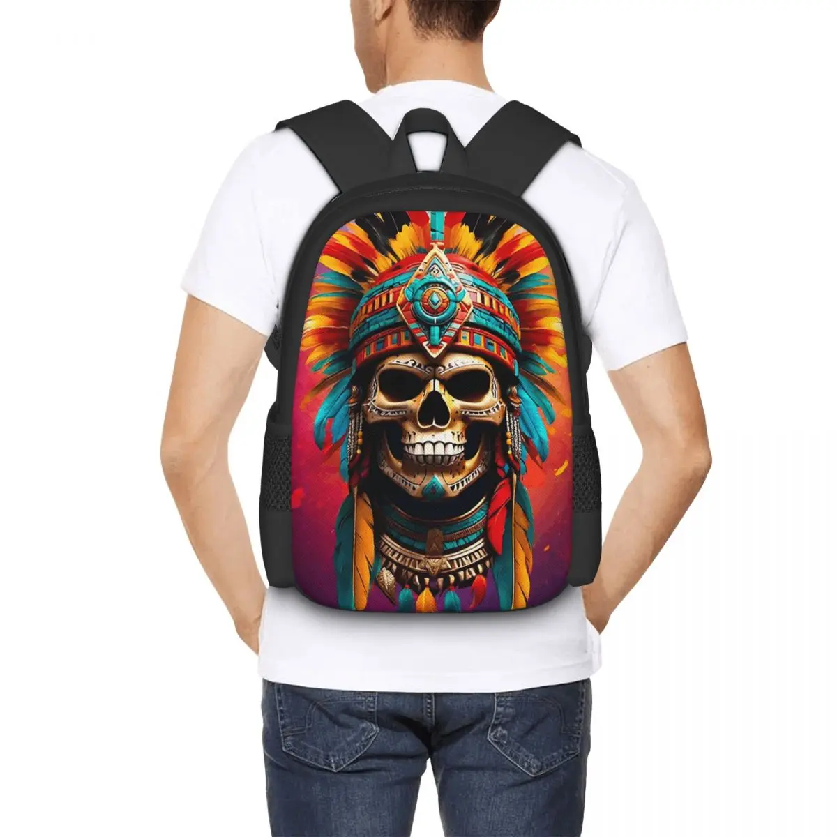 Aztec Skull7 Backpack Hot Sale Daypack Large Capacity Children BookBag School Bag Shoulder Bags for Men Women