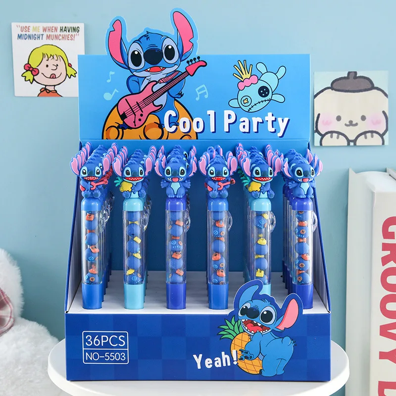 

Cute Stitch Gel Pen Lilo & Stitch Brochette Le 0.5mm Black Press Sign Pen Student Stationery Wholesale Gifts Random 10PCS