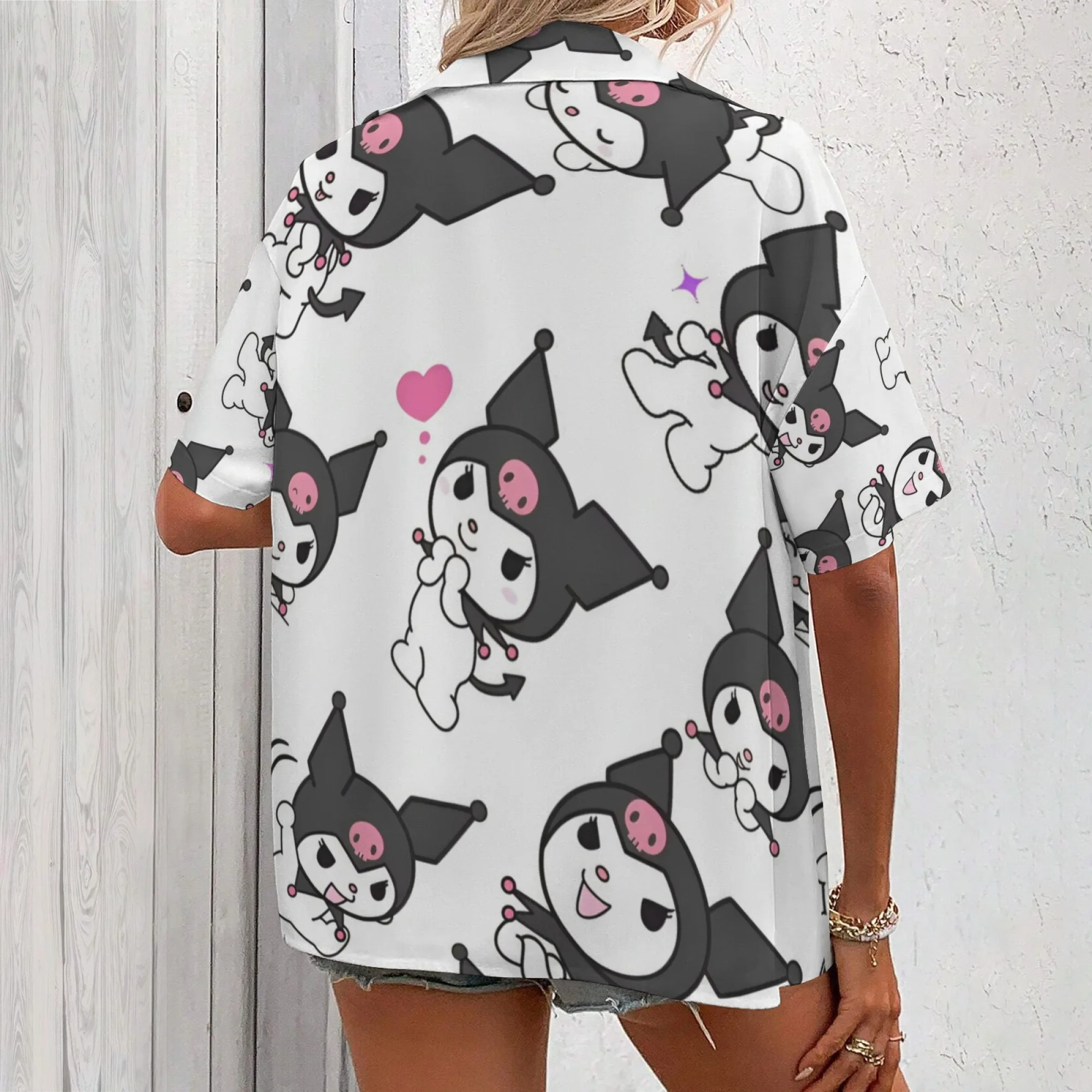 Рубашка Куроми, черная корейская версия, множество одежды, футболка большого размера, рубашки Куроми для мальчиков, футболки для женщин, женская одежда Y2k N