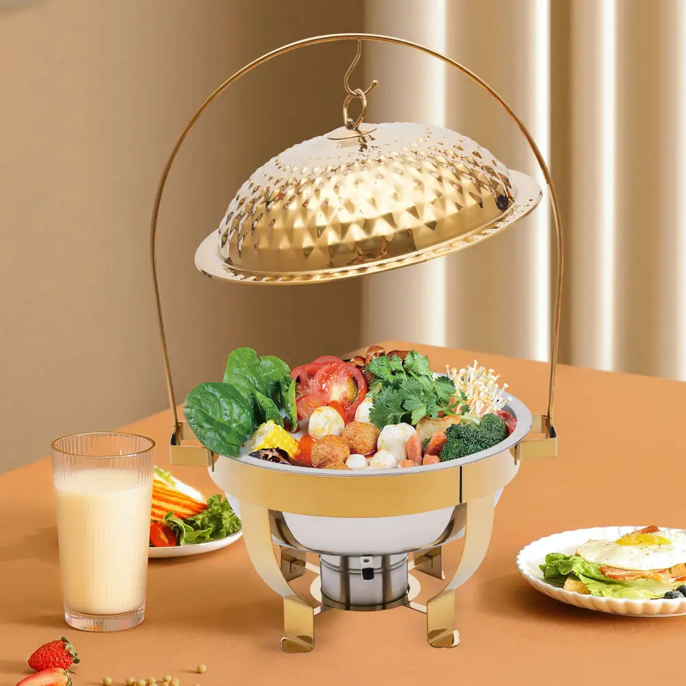 

Stainless Steel Chafer Chafing Dish Set Buffet Catering Food Warmer & Lid Gold