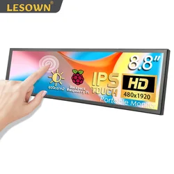 LESOWN 8.8 inch mini HDMI Long Wide Touchscreen 480x1920 IPS Strip LCD Display for PC Temperature Monitoring Aida64 Raspberry Pi