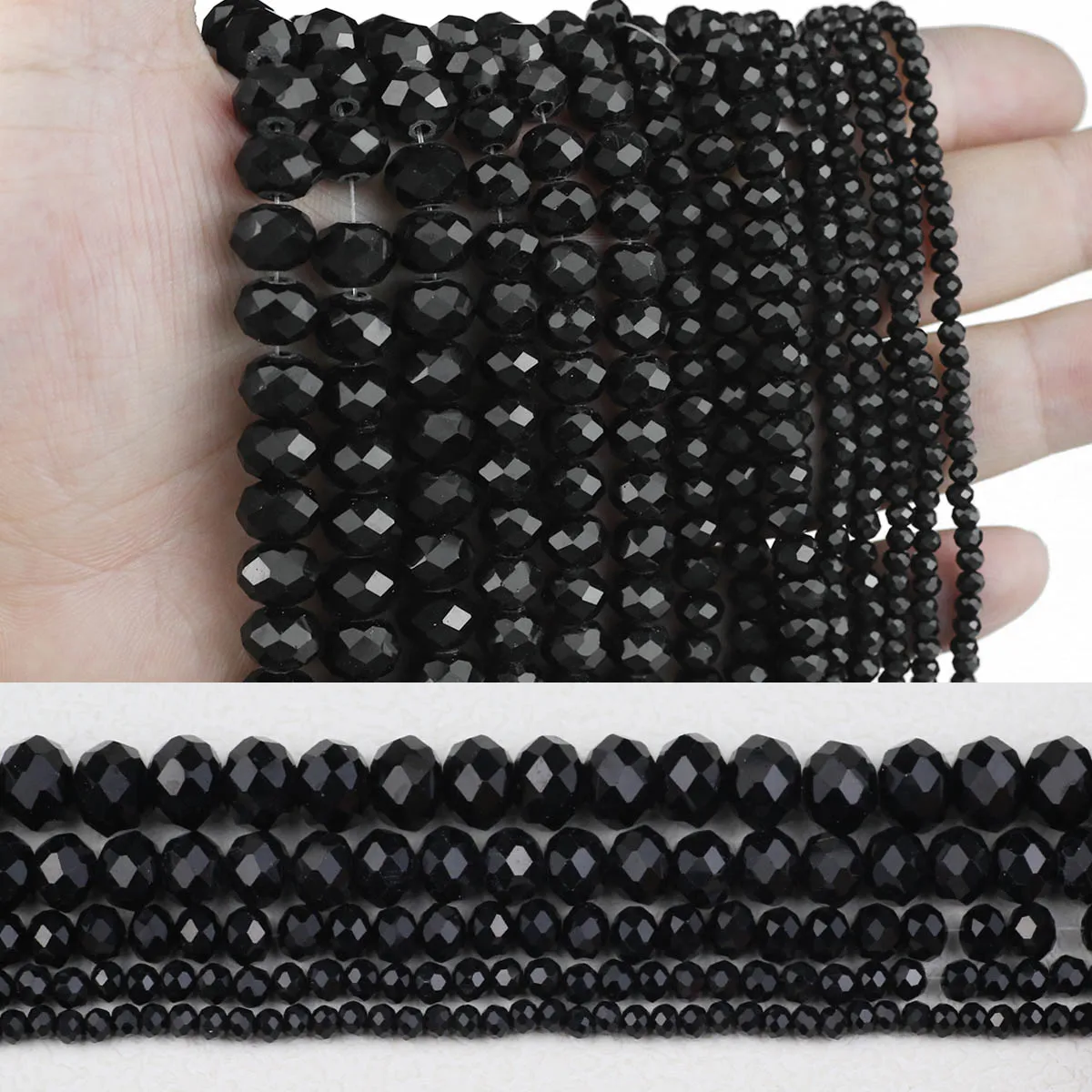 20-200pcs Black Flat Round Austrian Crystal Glass Spacer Loose Beads For Jewelry Making Bracelet Necklace DIY Accessories 2-10mm